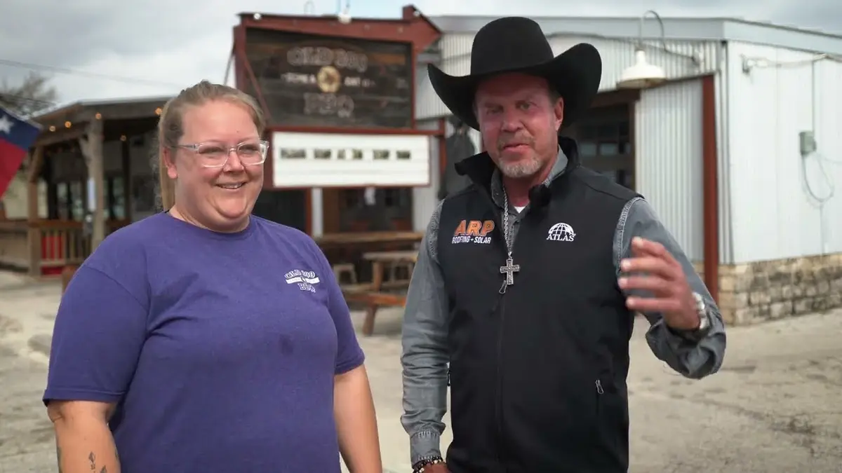 Video thumbnail: Commercial Metal Roof Customer Review — Old 300 BBQ, Blanco
