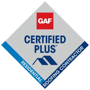 GAF Certified Plus badge for residential roofing contractor certification