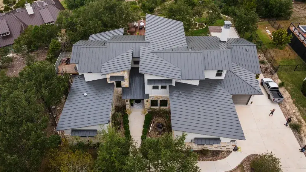 Gray metal standing seam roof